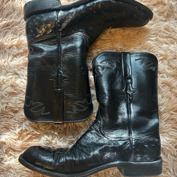 Black Leather Cowboy Boots - Picture 1 of 7